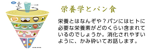 栄養とはなんぞや？パンにはヒトに必要な栄養素がどのくらい含まれているのでしょうか。消化されやすいように、かみ砕いてお話しします。